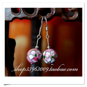 北京特色手工艺品景泰蓝老银蓝耳坠/耳环/耳钉 925银钩 外事礼品