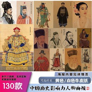中国古代历史影响力人物画像-2圣人怀旧复古牛皮纸海报墙贴画报