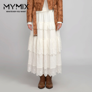 女装 新款 高腰半身裙层次拼接蛋糕裙 组合2024秋季 MYMIX我