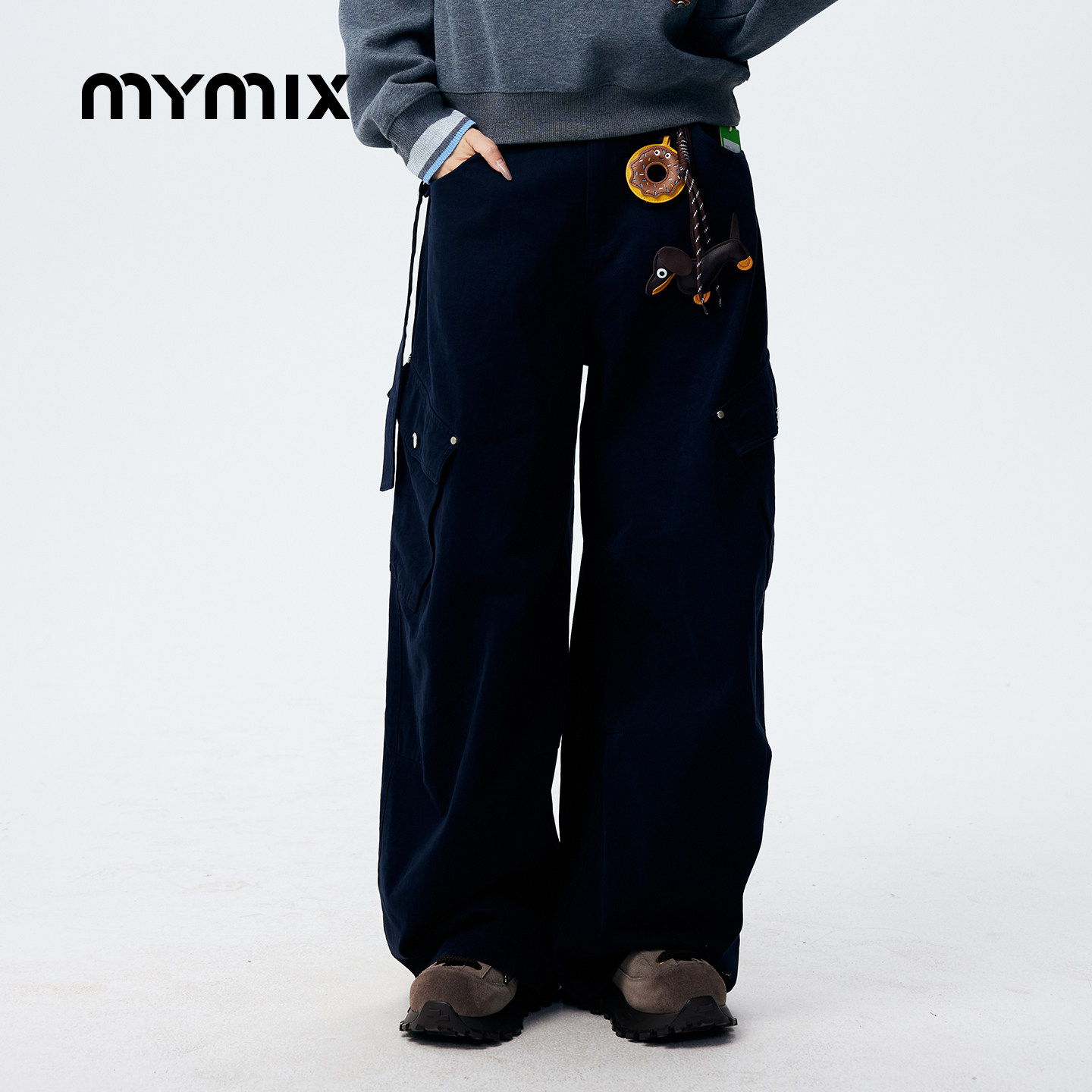 【26春新品】MYMIX时尚潮流个性多口袋高腰宽松休闲工装裤女装,女装/女士精品,时尚工装裤,淘宝优惠券,粉丝福利购,淘宝优惠卷