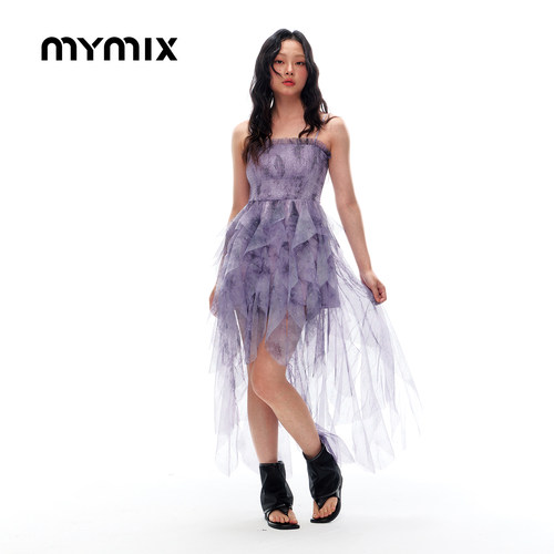 MYMIX夏季甜美修身吊带连身裙