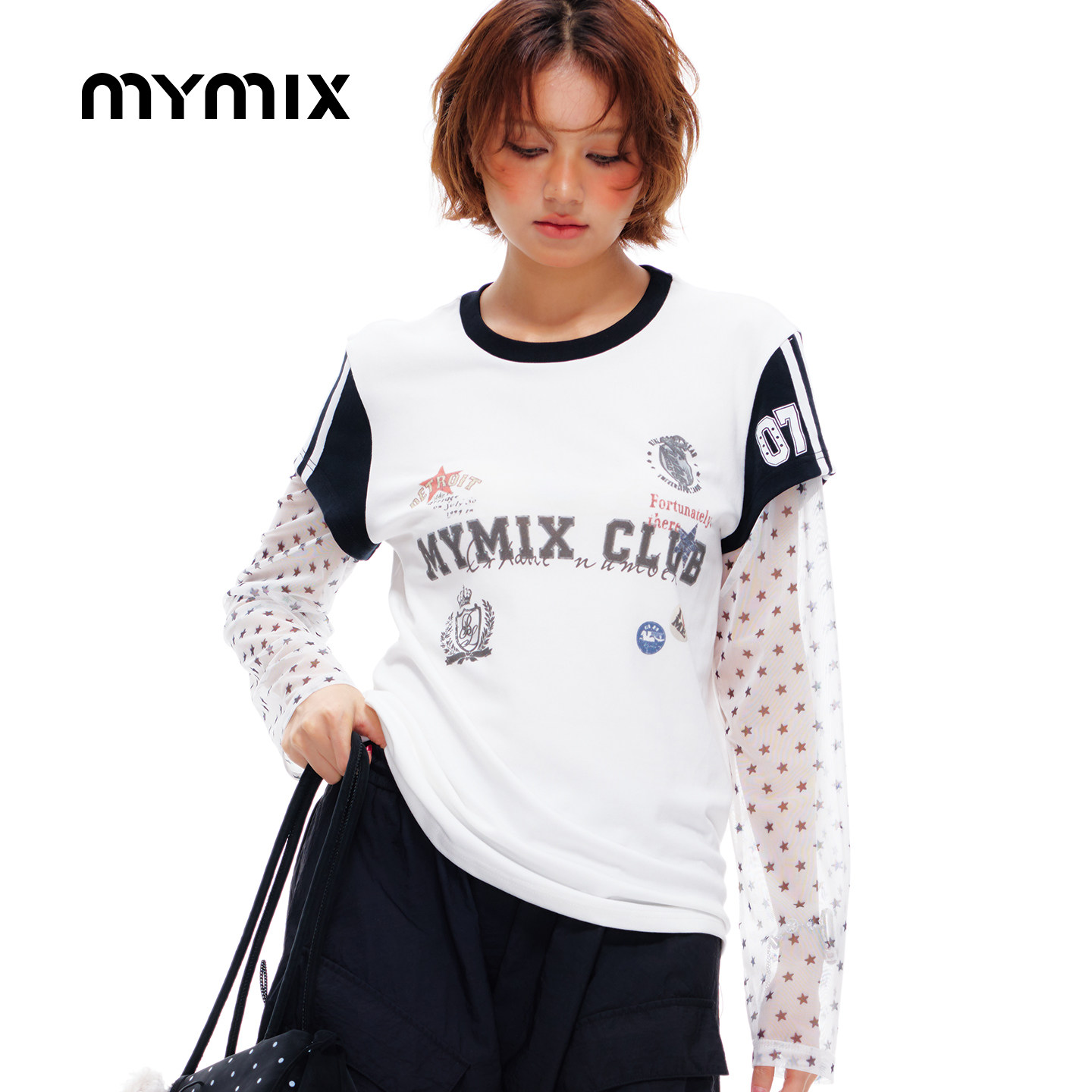 mymix26秋季蕾丝拼接长袖T恤图片