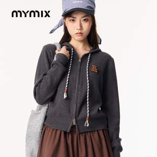 拉链连帽卫衣开衫 MYMIX简约廓形宽松百搭长款 外套女 26春新品