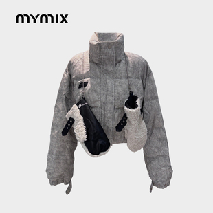 复古小众设计配套手套短款 MYMIX美式 立领面包羽绒服 25冬新品