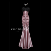 ChicNaNa怦然心动拼色包臀鱼尾连衣裙宴会裙婚礼晨袍敬酒服礼服裙