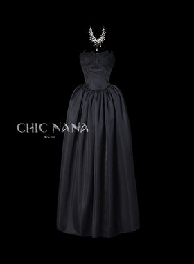 ChicNaNa夜幕神女抹胸绑带吊带连衣裙小众轻奢晚宴礼服裙生日礼服