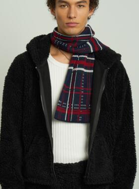 RETRO21 R21 红色秋冬拼色复古条纹羊毛围巾
