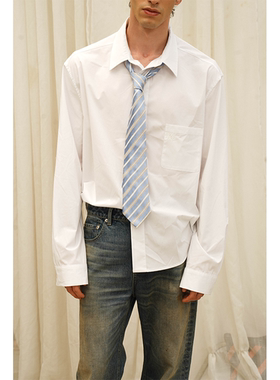 RETRO21 R21竹浆纤维宽松休闲百搭双色口袋刺绣落肩衬衫