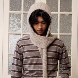 Retro 21 R21 羊毛针织趣味造型连帽长围巾巴拉克拉法帽护耳帽