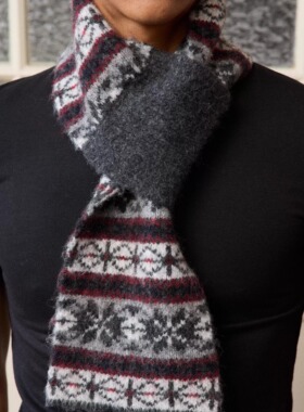 Retro 21 R21 双色费尔岛风格羊毛提花护颈交叉围巾