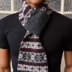 Retro 21 R21 双色费尔岛风格羊毛提花护颈交叉围巾
