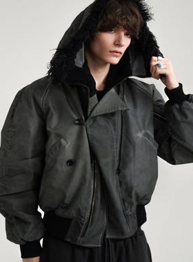 Retro 21 R21 N2B成衣染色尼龙毛领双拉链棉服