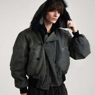 Retro 21 R21 N2B成衣染色尼龙毛领双拉链棉服