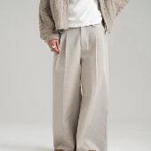 宽松亚麻羊毛打褶西裤 Retro21 R21
