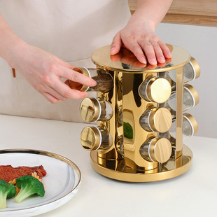 旋转调味料置物架厨房家用360度圆形调料架台面油盐酱醋糖调味罐