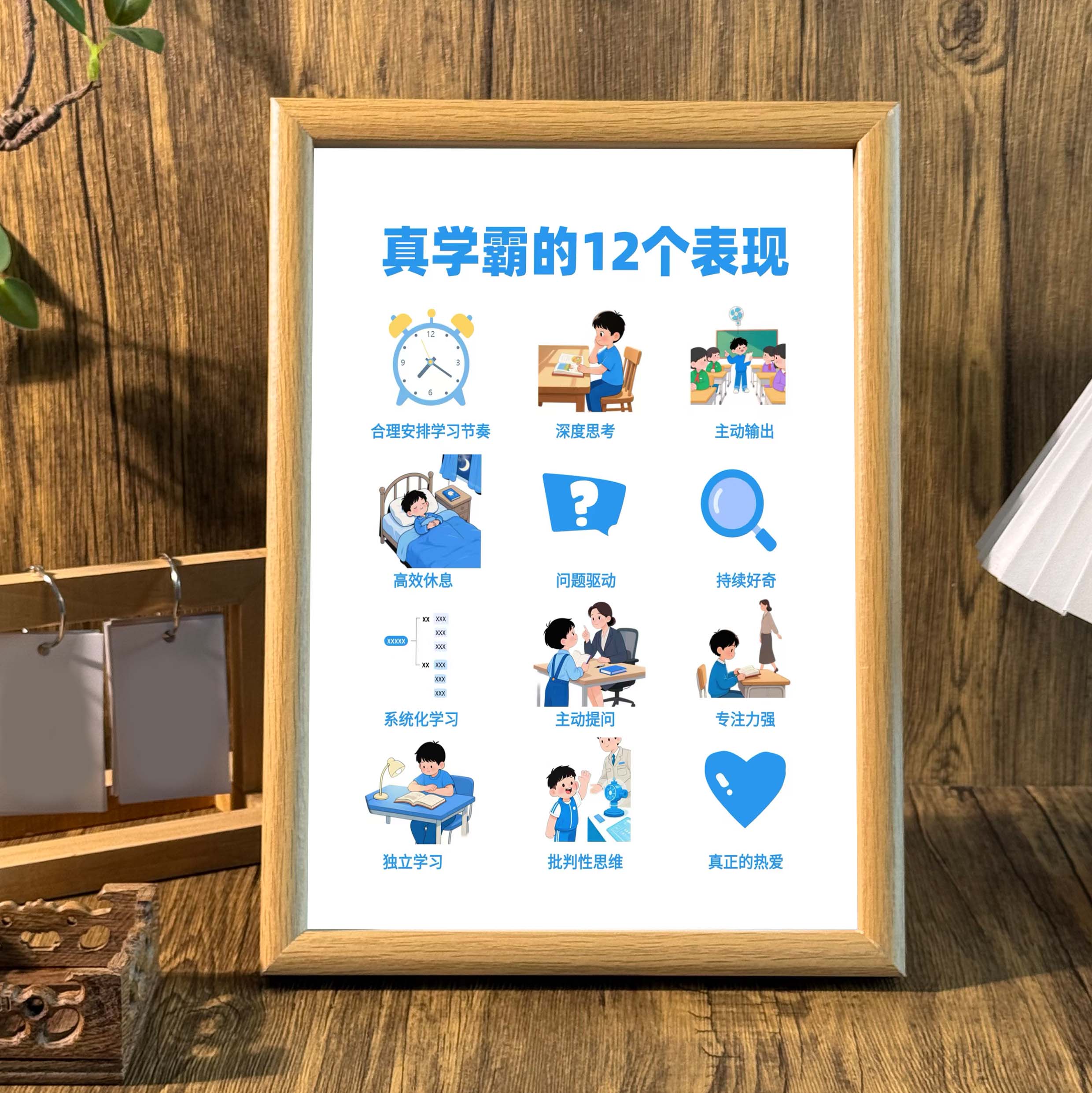 激励自己相框丰富知识墙面挂画