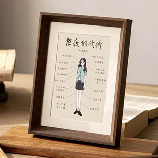 熬夜的代价保命摆件相框创意卡通画卧室床头摆画装饰画不熬夜自律