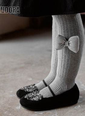 女童连裤袜秋冬款加绒加厚保暖雾蓝色连体袜儿童打底袜女宝宝外穿