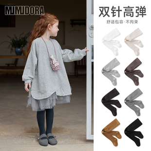 mumudora儿童连裤袜春秋女童打底袜裤外穿洋气墨绿色春季连体袜子