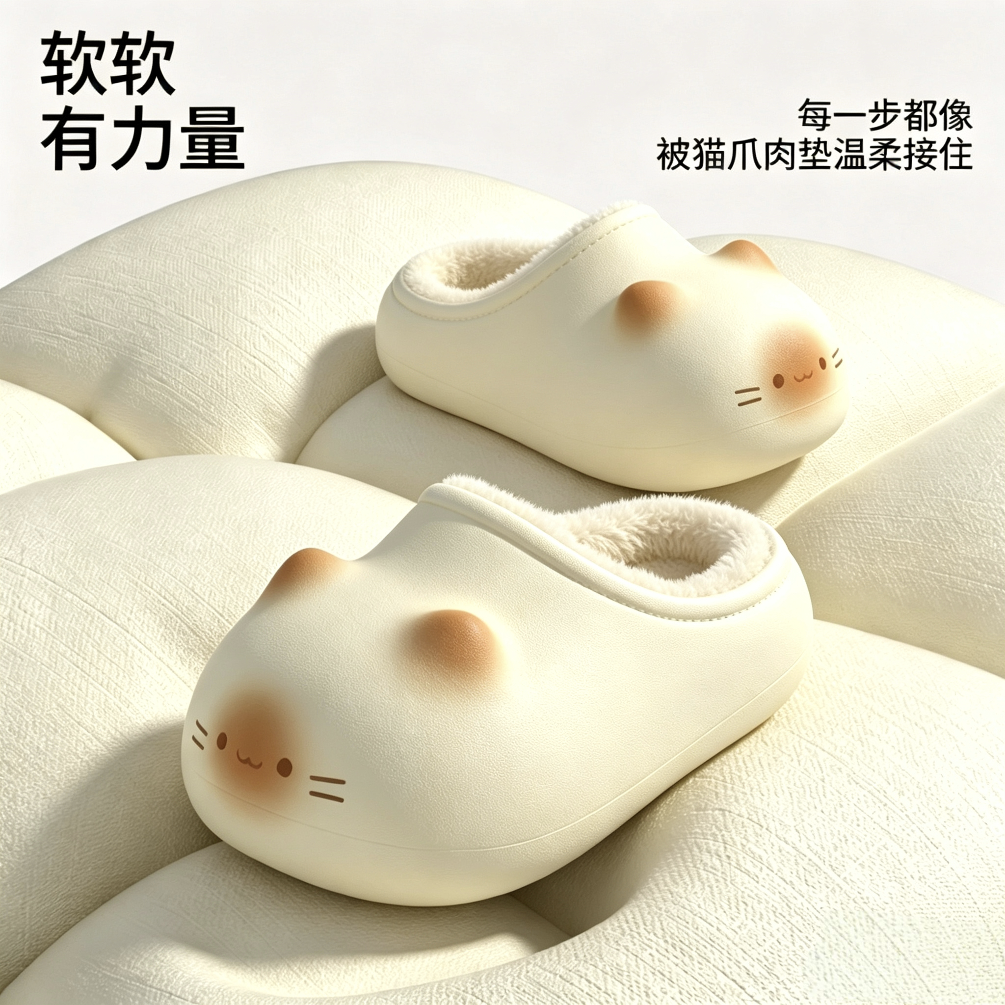 卡通猫咪棉拖鞋女秋冬季新款居家