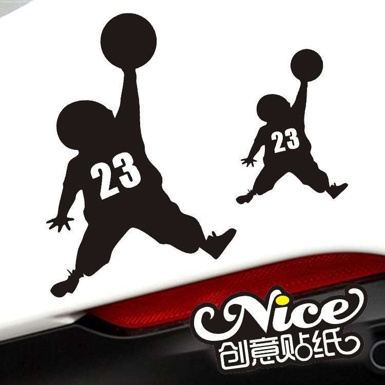 球星jordan乔丹23号nba q版飞人剪影 创意改装车贴纸划痕遮挡贴