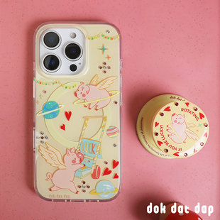 dokdatdap猪猪游乐园原创iPhone17pro手机壳磁吸个性趣味适用苹果16pro磁吸壳带钻可爱卡通苹果15潮流小众款