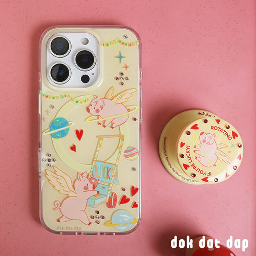 dokdatdap猪猪游乐园原创iPhone17pro手机壳磁吸个性趣味适用苹果16pro磁吸壳带钻可爱卡通苹果15潮流小众款
