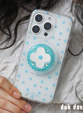 dokdatdap蓝色碎花原创iPhone16pro手机壳个性趣味适用苹果15pro磁吸手机壳可爱卡通苹果16潮流小众款ins风