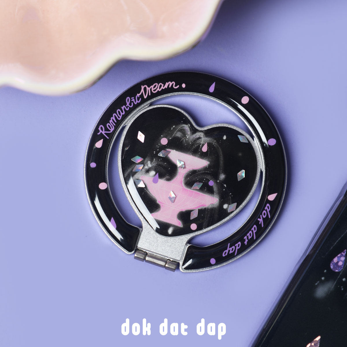 dokdatdap原创爱心喷泉黑色磁吸手机支架个性可爱磁吸支架小众款