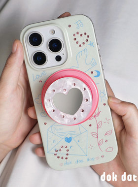 dokdatdap信件爱心钻原创iPhone17pro手机壳个性趣味适用苹果15pro磁吸手机壳可爱手绘卡通苹果16潮流小众