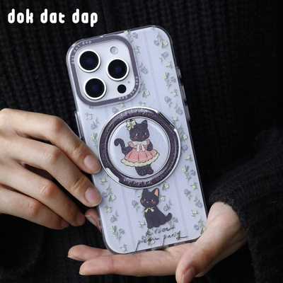 dokdatdap猫猫狗狗原创设计iphone苹果16promax手机壳新款个性可爱平面支架适用苹果15pro保护壳防摔iphone16