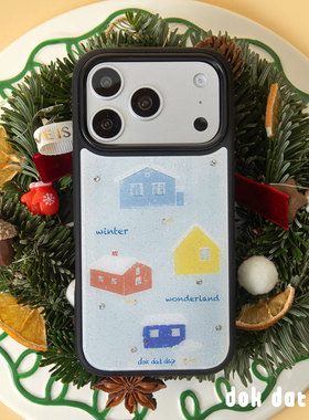 dokdatdap小房子原创iPhone17promax手机壳黑框个性趣味适用苹果16pro镶钻壳新款可爱卡通苹果17潮流小众设计