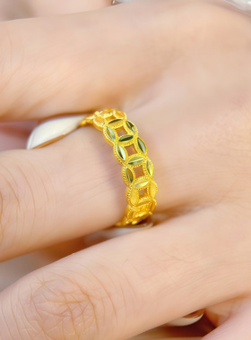 新中式新款有钱花仿真黄金戒指