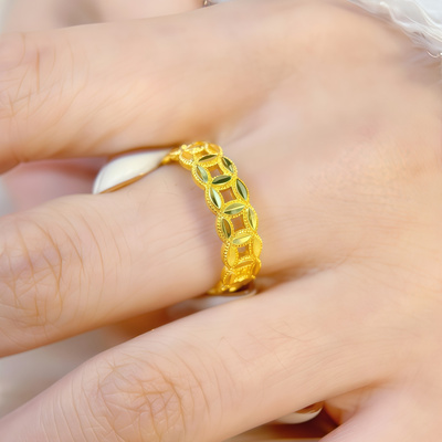 新中式新款有钱花仿真黄金戒指