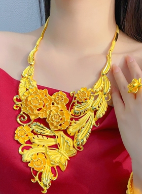 女结婚仿真百花齐放三金龙凤手镯