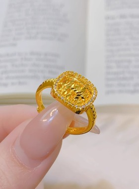 新款点钻镀金仿真黄金戒指镶嵌