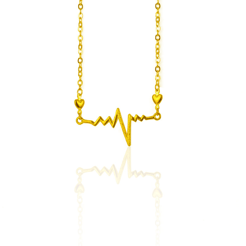 新款镀金项链爱情密语羽毛项链心电图项链时尚镀金项链