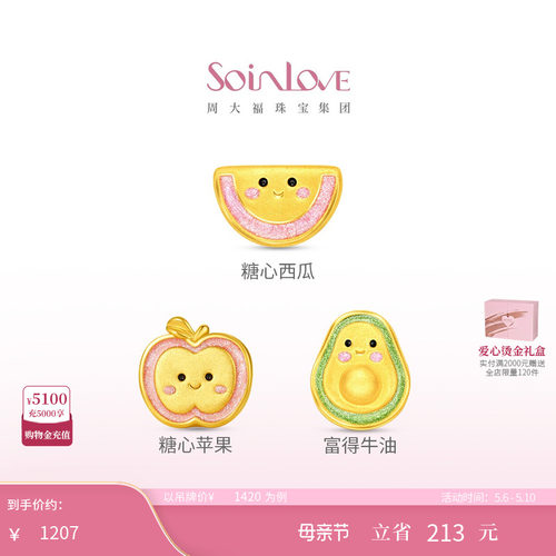 SOINLOVE金苹果西瓜牛油果转运珠