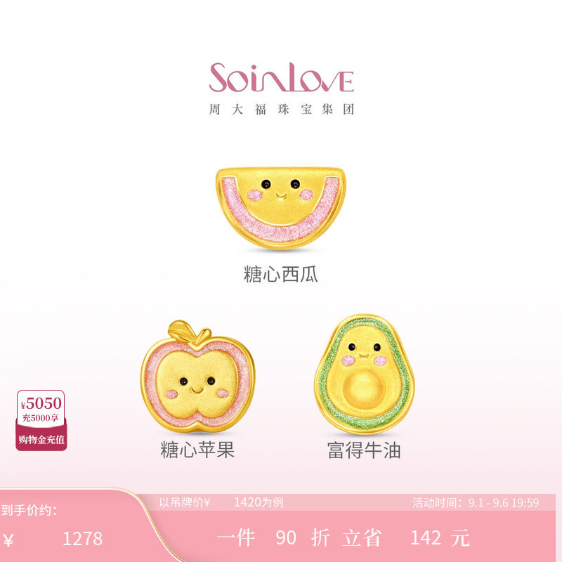 SOINLOVE金苹果西瓜牛油果转运珠图片