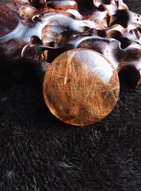 晶山角商城天然发晶钛晶水晶平安扣吊坠平平安安50*22mm83.2g