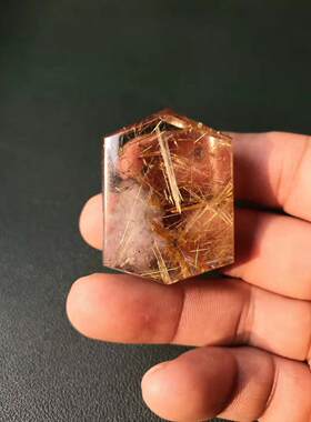 晶山角商城天然钛晶盾牌金发晶