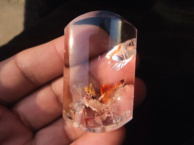 晶山角天然白水晶黄焦吊坠无事牌