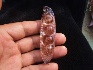 平安 四季 78×21×17mm27.8g 豆吊坠 晶山角商城天然铜发晶四季