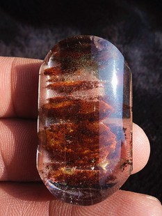 11mm 19.3g 晶山角天然绿幽灵内有千层山金字塔型水晶吊坠