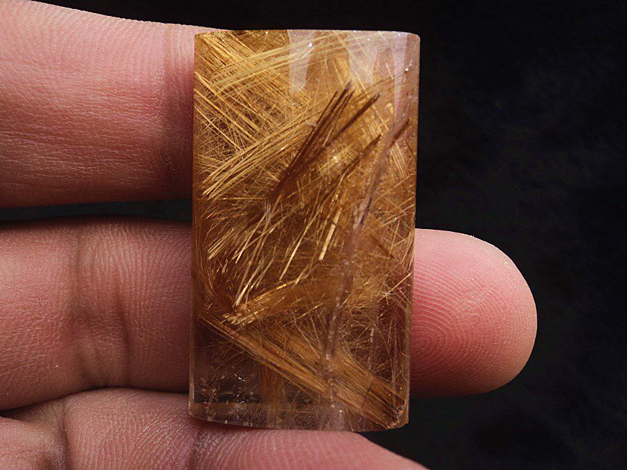 晶山角商城天然钛晶金发晶无事牌吊坠挂件 36×22×9mm 14.3g