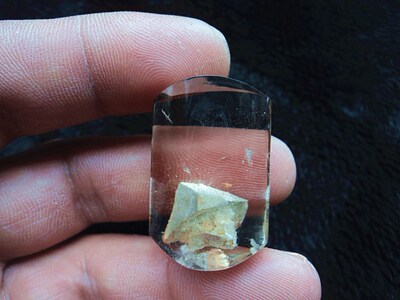 晶山角商城天然白水晶发晶石中石吊坠33*23*13mm17.6g