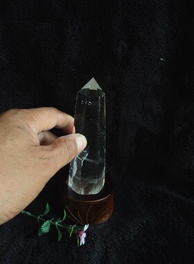 晶山角商城天然白水晶柱 摆件 高165×40mm净高145mm