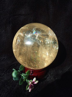 晶山角商城天然黄水晶球 黄冰洲球 摆件 9cm
