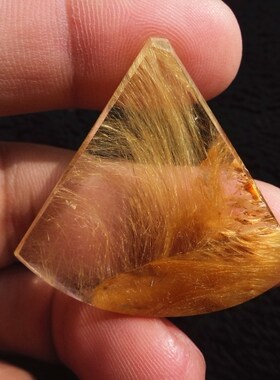 晶山角天然钛晶金发晶顺发无事牌吊坠挂件 37×39×12mm 17.8g