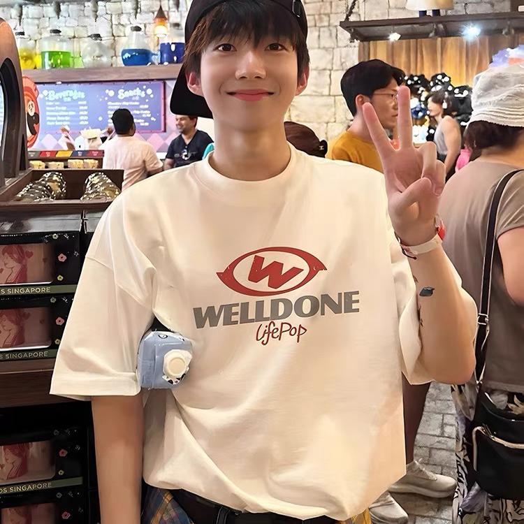 WE11DONE TRACK小众潮牌WELLDONE美式印花春夏纯棉宽松短袖T恤男